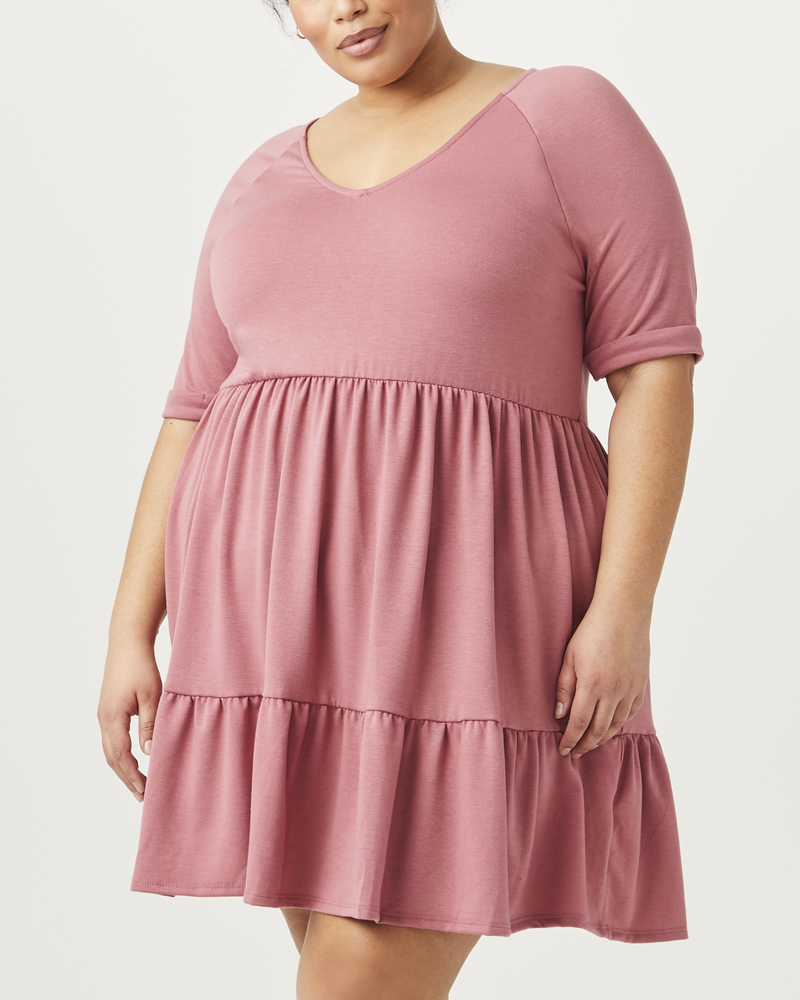 Diana Plus Size Babydoll Dress | Mauve